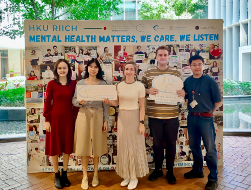 HKU RIICH organising team: Professor Olga Zayts (middle), Ms Heathrow Zhu and Ms Josephine Ng (from the left), and Dr. Jasper Zhao Zhen Wu and Dr. David Matthew Edmonds (from the right)